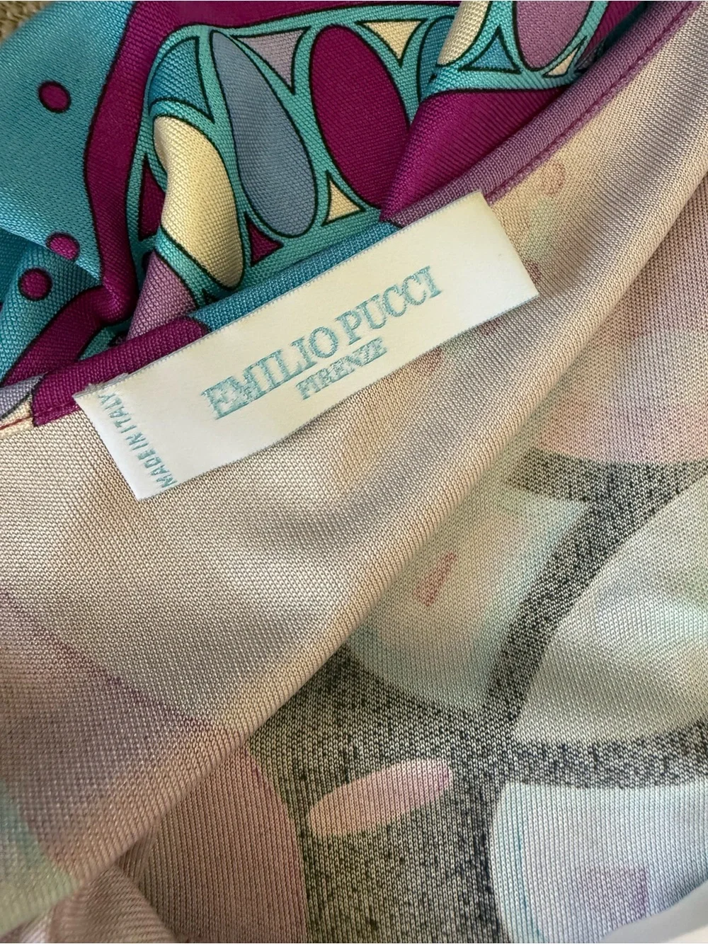 Emilio Pucci 100% Silk Psychedelic Purple & Teal Floral-Print Wrap Midi Dress - Picture 7 of 7
